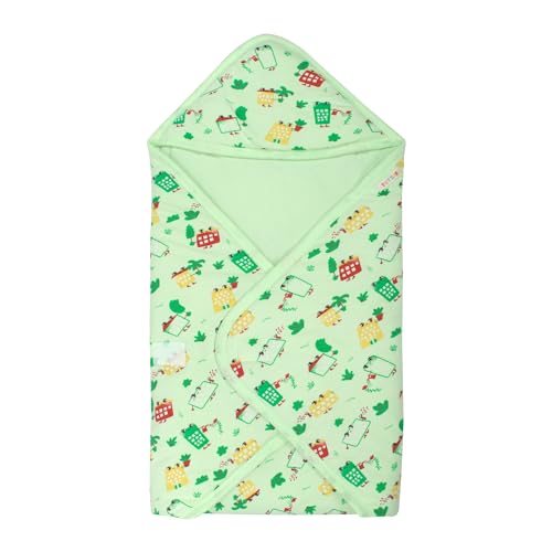 Tidy Sleep New Born Baby Wrapper All Season Soft Swaddle Fluffy 2 Layered AC Wrapping Receiving Blanket for Baby Boys and Baby Girls Green