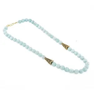 Blue Color Onyx Stones Beads Necklace for Women and Girls