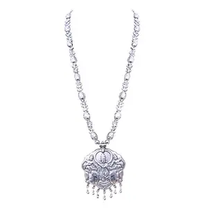 Antique German Silver Shri Krishna Murli Pose Pendant Necklace Jewellery for Women