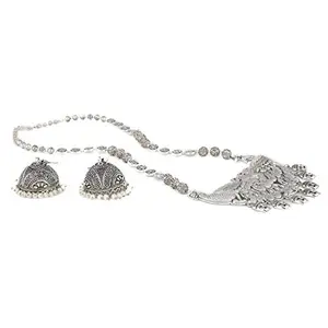 German Silver Peacock Style Necklace with Earrings for Women