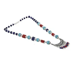 Designer German Silver and Stone Beads Necklace for Women and Girls