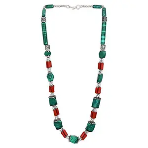 Statement Designer Green and Red Necklace for Girls and Women