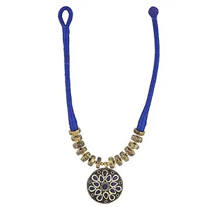 Blue Thread Oxidized Gold Fashion Necklace for Women