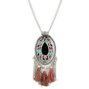 Designer German Silver Stone Necklace for Women and Girls