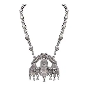 Silver Plated Pendant Necklace of Lord Tirupati Balaji I Lord Sri Venkateswara I Jewellery for Women and Girls