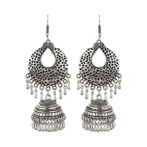 Stylish High Quality German Silver Oxidized Jhumki Earrings For Women and Girls