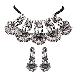 Antique German Silver Oxidised Plated Jewellery Set for Women & Girls