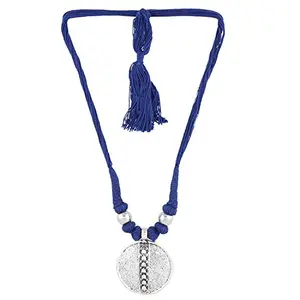 Designer German Silver Blue Thread Necklace for Women and Girls