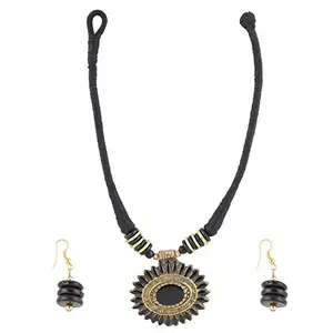 Black Thread Oxidized Pendant Fashion Necklace for Women