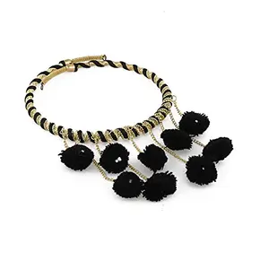 Designer Pompom Black Fashion Necklace for Women and Girls