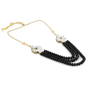 Black Beads and Crystal Designer Fashion Necklace for Women and Girls