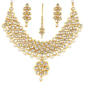Traditional Jewellery Gold Plated Kundan Necklace Set for Women