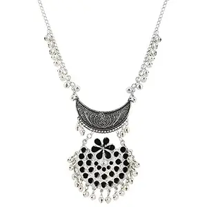 Oxidized Silver Designer Statement Necklace for Women and Girls
