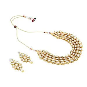 Kundan Gold-Plated Necklace Set With Earrings For Women