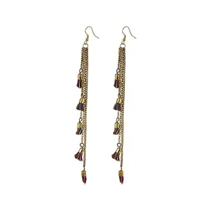 Fashion Lightweight Hook Dangler Hanging Earrings with Multi Colour Tassels Beads