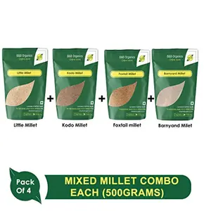 Mixed Millet Combo of 4 (Little Kodo Foxtail & Barnyand Millet) - Each 500 Grams