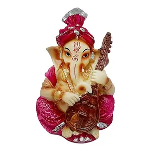 Handicraft Decorative Spiritual Hindu God Lord Ganesha Earthenware Idol Puja Vastu Showpiece Figurine (Multicolour)