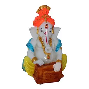 Marble Look Hindu God Shri Ganesh statue lord Ganesha idol Bhagwan Ganpati Handicraft Decorative Spiritual Puja vastu showpiece Figurine - Religious Pooja Gift item & Murti for Mandir / Temple / Home Decor / office