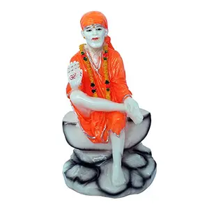 Marble Look Lord Sai Baba Idol God Shri Sai Nath Statue Shirdi Sai Decorative Spiritual Puja Vastu Showpiece Figurine - Religious Pooja Gift Item & Murti for Mandir/Temple/Home Decor/Office