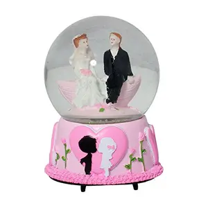 Antique Look Love couple Glass Dome With Musical Effect Showpiece Romantic Decorative Handicraft Figurine Home Interior Bedroom Decor Items / Table Decoration Idol - Gift Item for Girlfriend / Wedding / Anniversary/ Marriage/ Engagement / Valentine