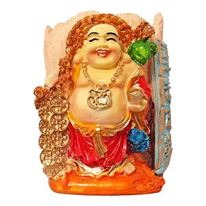 Multicolour Laughing Buddha Handicraft Idol Lord Gautam Buddha Statue Decorative Spiritual Vastu Showpiece Figurine - Religious Gift item & Murti for Mandir / Temple / Home Decor / office