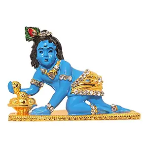 Brass 24 K Gold Plated Hindu God Shri Krishna Car Dashboard Statue