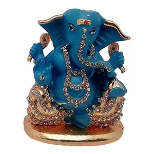 Brass 24 K Gold Plated Lord Ganesha Idol with Stones for Decor
