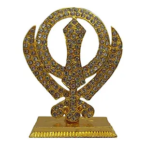 Punjabi Khanda Symbols of Sikh Idol Home Decor Pooja Statue Gift (H-6 cm)