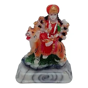 Earthenware Marble Look Multicolour Hindu Goddess Durga Devi Handicraft Statue (Standard)