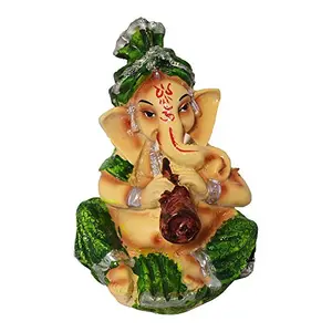 Earthenware Handicraft Hindu God Shri Ganesh Statue for Mandir/Temple/Home Decor (Multicolour)