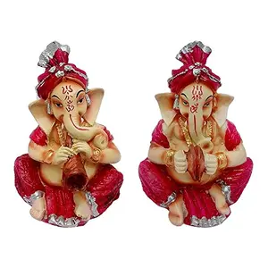 2 Pcs Combo Musical God Shri Ganesh statue lord Ganesha idol Bhagwan Ganpati Handicraft Decorative Spiritual Puja vastu showpiece Figurine - Religious Pooja Gift item & Murti for Mandir / Temple / Home Decor / office