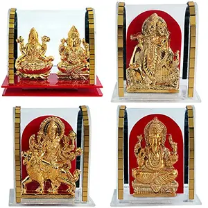 Set of 4 Idol God Shiv Parivar/Maa Durga/Radha Krishna/Ganesha(H-24 cm)