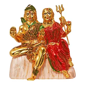 Brass Hindu God Shiv Parivar Handicraft Idol Lord Shiva Family Statue for Mandir/Temple/Home (Golden Finish)