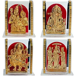 Set of 4 Idol God Shiv Parivar/Maa Durga/Radha Krishna/Ramdarbar(H-24 cm)
