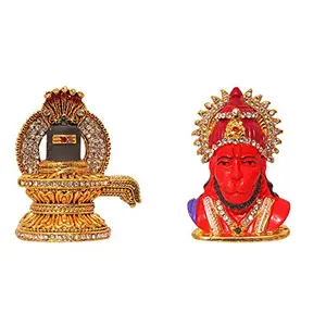 Combo 2 Statue God Shivling & Hanuman Idol Puja Mandir/Home Temple & Car Dash Board Showpiece Statue Gift Item