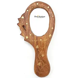 Wooden Hand Mirror Hand Carved
