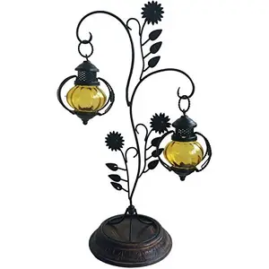 Attractive Glass with Metal Candle Stand Lantern