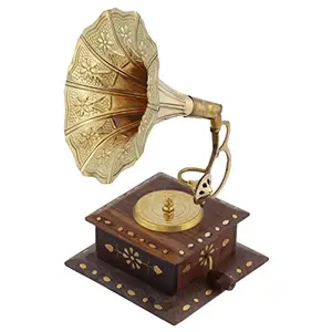 Handmade Wooden Vintage Dummy Gramophone Player Replica