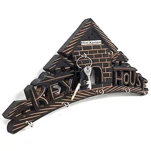 Wooden Wall Hanging Key Holder Home Shaped