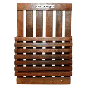 Beautiful Wooden Wall Rack with 5 Key Holder Size (LxBxH-9x2.5x5.5) Inch
