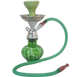 Green 12 inch Glass Hookah with Coal Pack and Flavor