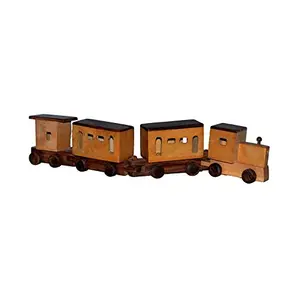 Brown Wodden Engine & Train Toy