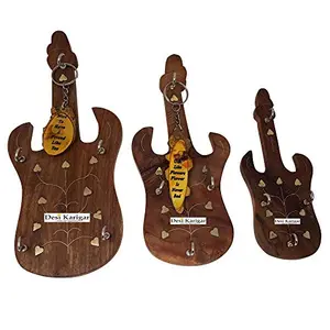 Wooden Guitar Key Holder Set of 3 Pieces