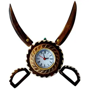 Antique Wooden Sword Armour Clock