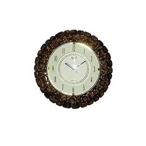 Wooden Round Shape Hanging Wall Clock Antique Bamboo Finish - (Watch)