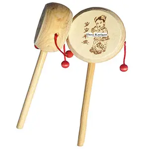 Wooden Rattle Drum Instrument Child Musical Toy (Set of 2)