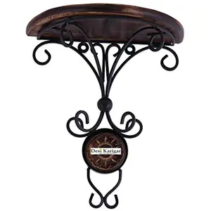 Handicrafted Beautiful Wood & Wrought Iron Fancy Wall Bracket/Shelve for Living Room Decoration