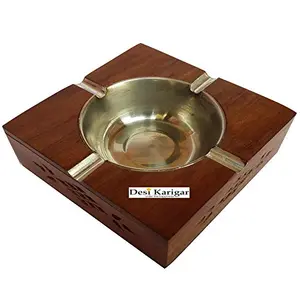 Brown Wooden Square Ashtray