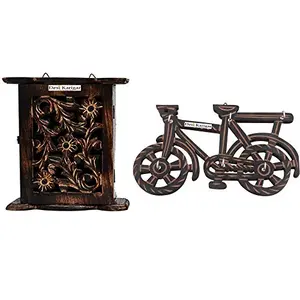 Wooden Handicraft Decorative Wall Hanging Box Key Holder in Cycle Shape