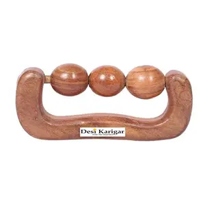 Brown Wooden Massager & Accupresure With Rolling Balls